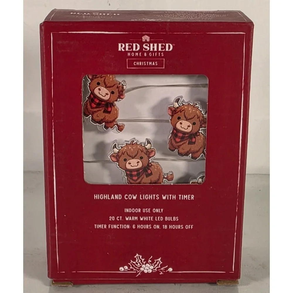 Highland Cow Bull LED String Lights‎ With Timer 20 Ct Warm White Bulbs Indoor